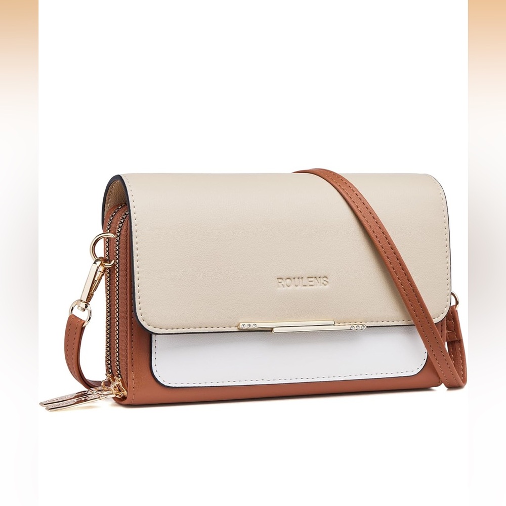 Cream and Tan Crossbody Bag